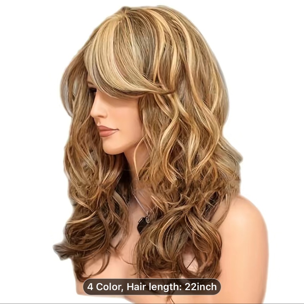 1pc 22 inch deep wave synthetic fiber hair wig mixed color - Picture 3 of 3
